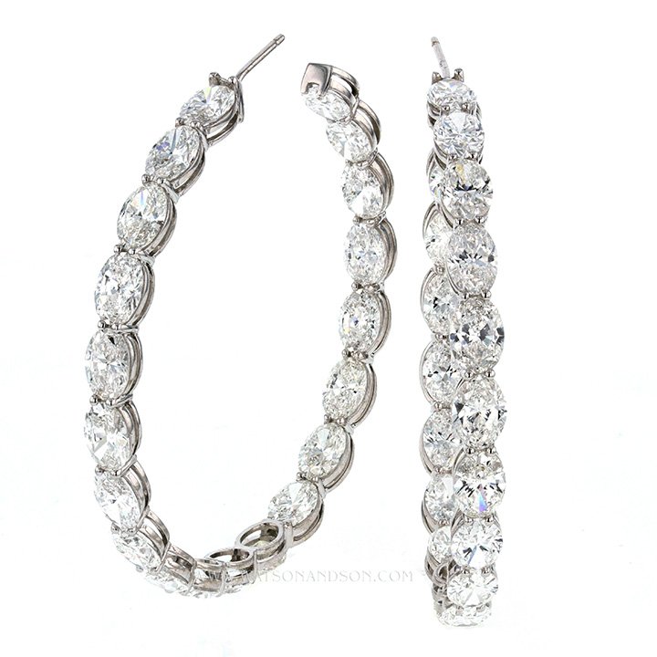 Oval Diamond Hoop Earings