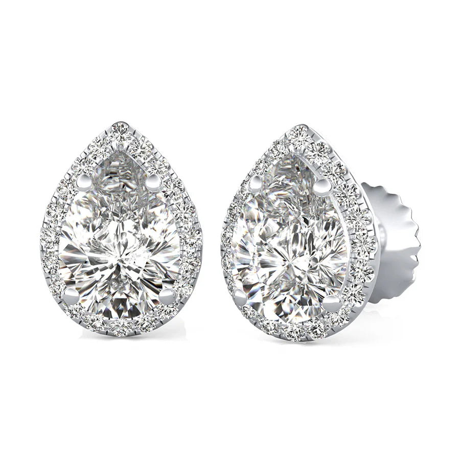Pear Halo Earrings