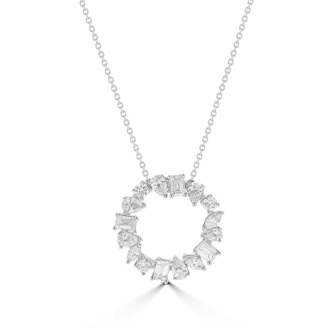 MULTI-SHAPED DIAMOND CIRCLE PENDANT