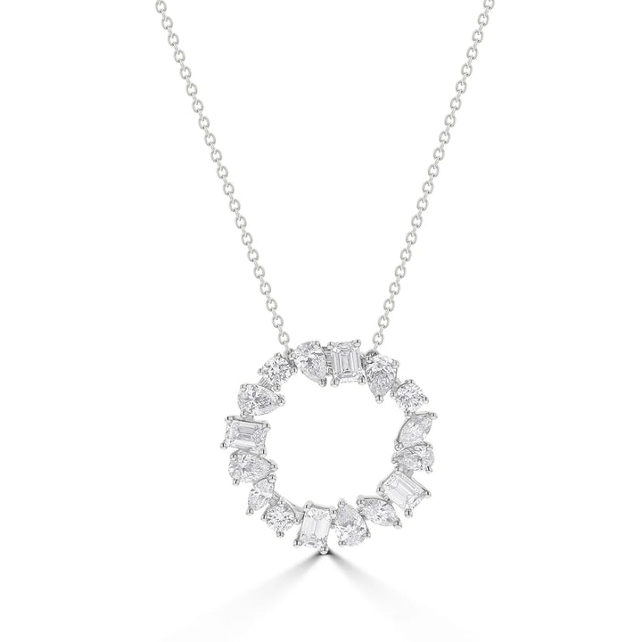 MULTI-SHAPED DIAMOND CIRCLE PENDANT