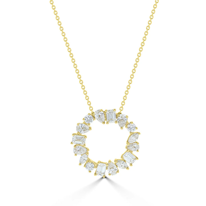 MULTI-SHAPED DIAMOND CIRCLE PENDANT